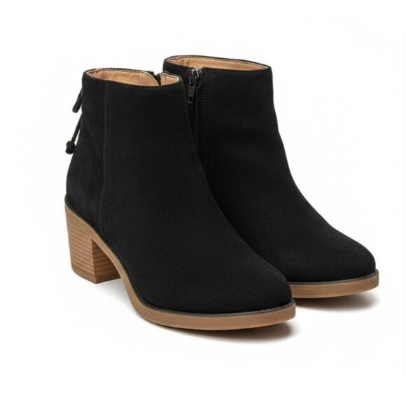 UGG Shoes - Ugg Australia Corinne Black Suede Back Stitch Heeled Ankle Boot Bootie Sz 8.5